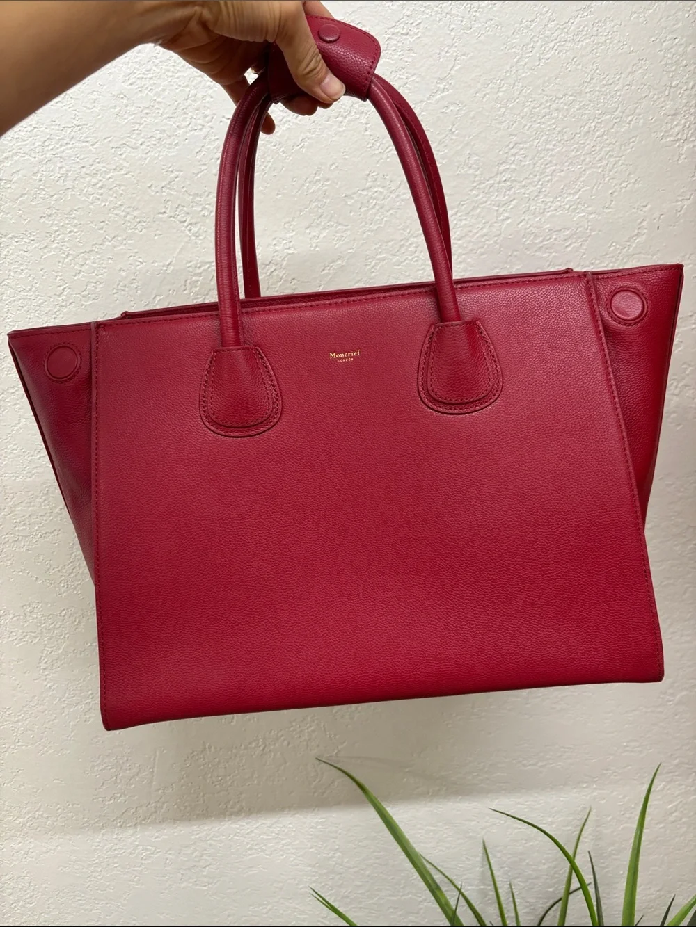 Moncrief London Brooke cherry Red Leather Tote
